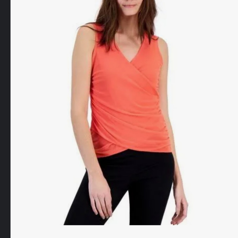 International Concepts Plus Mesh Crossover Chilled Melon Top New With Tags